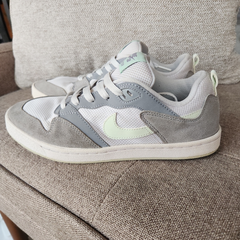 Nike Suede SB Alleyoop skate shoes in the "Particle Grey and Jade Aura" 8.5